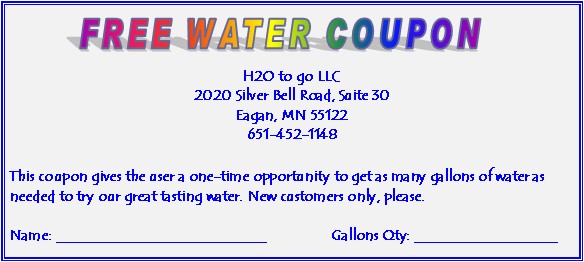 Free water coupon